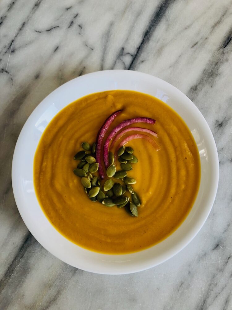 Roasted Butternut Squash & Sweet Potato Soup